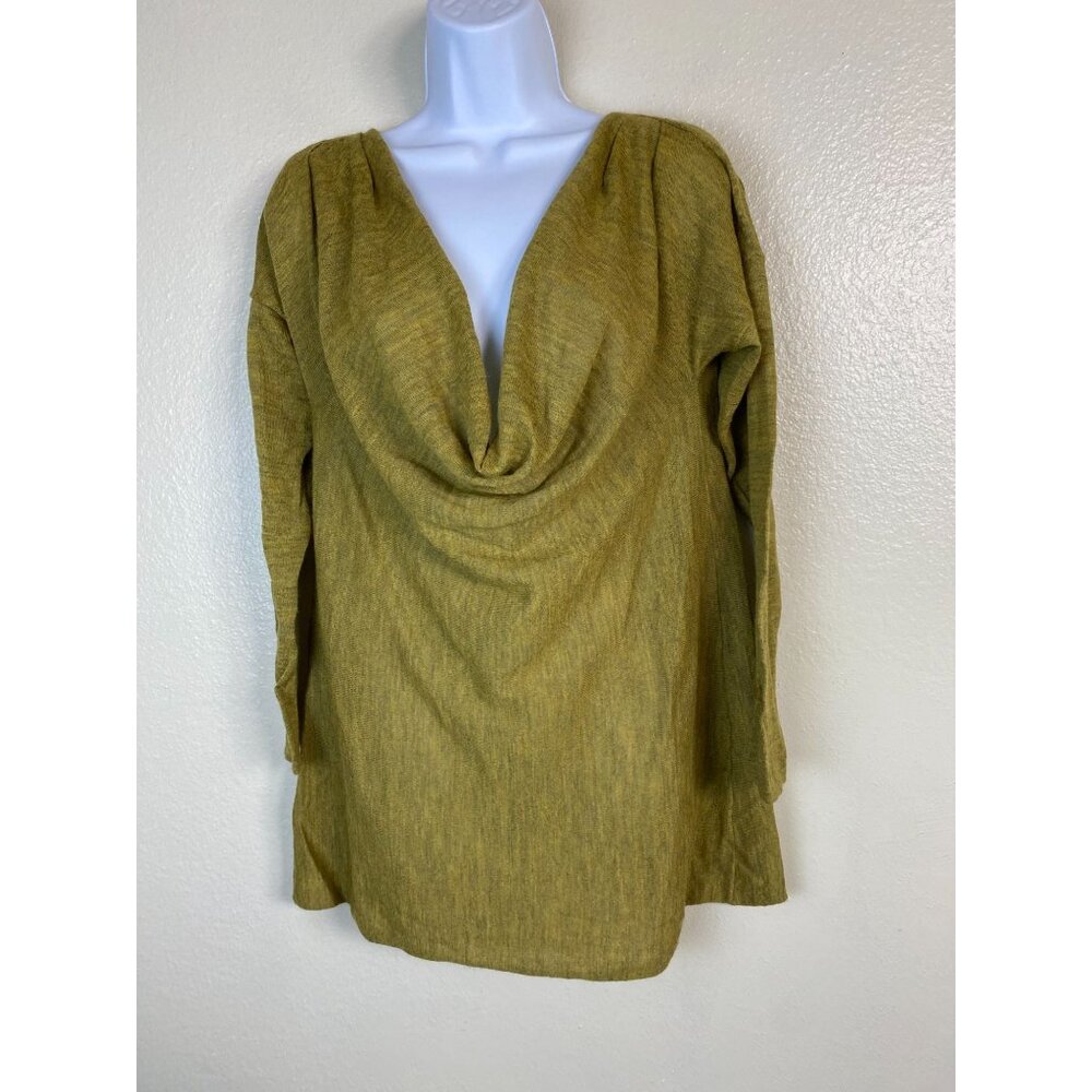 Eileen Fisher Baby Alpaca Sweater Top size Small Lightweight Cowl Neck Mustard
